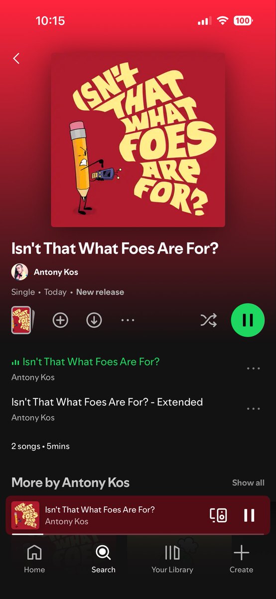 antony_kos's tweet photo. “Isn’t That What Foes Are For!” is now out on streaming!!!! Thanks sm to everyone for the love, def worked hard on this one so it means a lot! 🥹💚 https://t.co/0bdOp95I7j