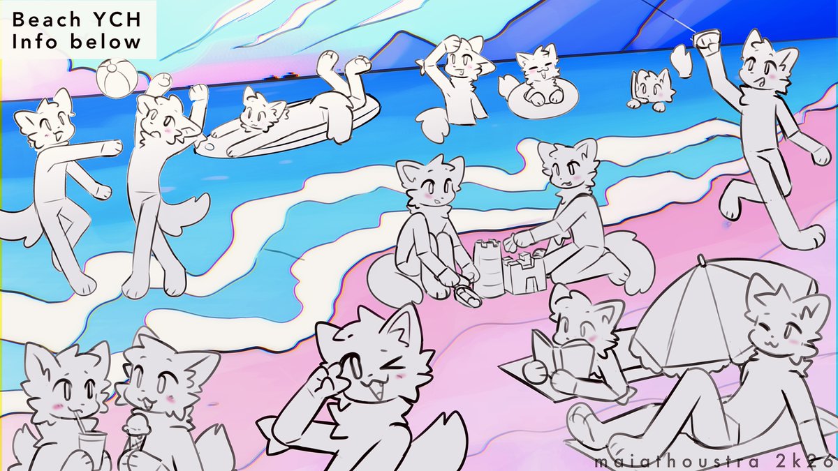 maiathoustra's tweet photo. ✨Beach YCH✨

Summer is not over yet... Grab a friend, lover, or just your towel for a sunny afternoon💖

⬇ important info https://t.co/U2XHPHjY85