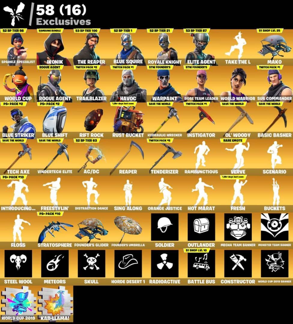 mmos_mods's tweet photo. FORTNITE OG ACCOUNT +113 skins | OG STW | Sparkle Specialist | IKONIK | The Reaper | Blue Squire | Royale Knight | Elite Agent | WORLD CUP | Rogue Agent | Trailblazer | 250 VB 📥

#Fortnite  #OGrenegaderaideraccount https://t.co/xASFFZ5xLy