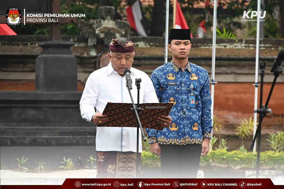 kpu_bali's tweet photo. #temanpemilih - KPU Provinsi Bali melaksanakan Upacara Peringatan Hari Ulang Tahun (HUT) Ke-81 Kemerdekaan Republik Indonesia, Senin (17/8/2026). 

#kpumelayani #kpubali @KPU_ID https://t.co/Oc5DYfIwv3