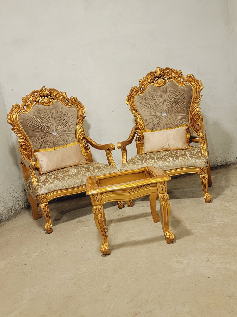 Gulzarsonsdecor's tweet photo. Classic elegance chair set with matching center table. Hand carved, gold finish. Nationwide delivery. WhatsApp: +92-310-8184-555 https://t.co/uR5quCUGbF
#ChiniotiFurniture #GoldFinishFurniture #GulzarSonsFurniture #HandCarvedFurniture #PakistanFurniture https://t.co/7G1hQ7dbi7