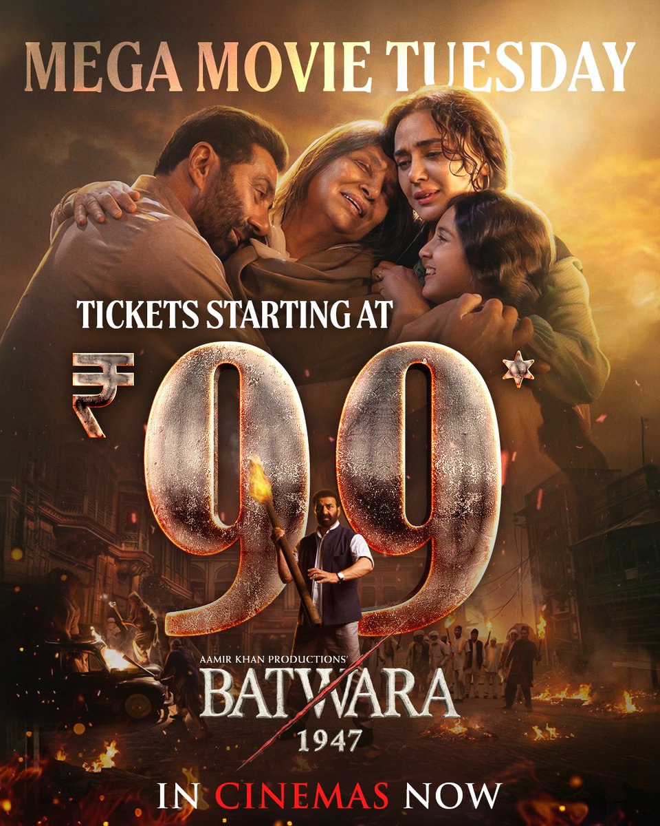 AKPPL_Official's tweet photo. Got Tuesday plans? Make them Sunny-matic. 🍿
Book your #Batwara1947 tickets starting at ₹99*.

Watch now in cinemas only. https://t.co/iKW1eOuK5x