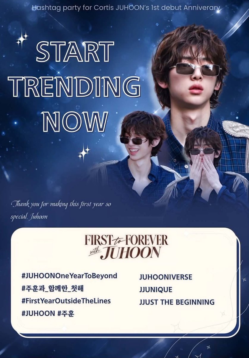 juhoon_thailand's tweet photo. 📢 | #JUHOON’S HASHTAG PARTY FOR CORTIS’S 1ST DEBUT ANNIVERSARY START NOW!

🎯 20k replies 

FIRST TO FOREVER WITH JUHOON

#JUHOONOneYearToBeyond 
#주훈과_함께한_첫해
#FirstYearOutsideTheLines
#JUHOON #주훈

⚠️ Captions need to include: JUHOONIVERSE; JJUNIQUE; JJUST THE BEGINNING https://t.co/7fxmyGzBA6