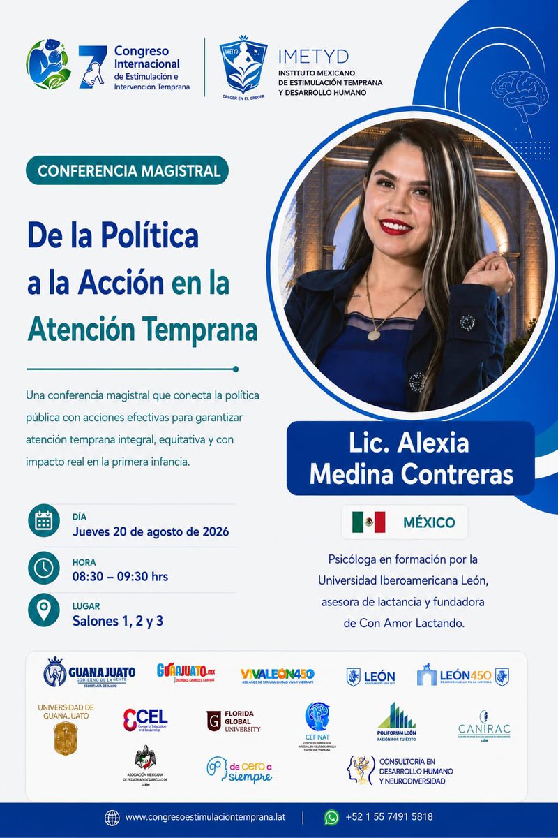 Alexia_MedCon's tweet photo. ¡Nos vemos este jueves! 💜

7:30 a.m. en Poliforum León estaré en el 7mo Congreso de Estimulación Temprana con la conferencia "De la política a la acción".

Porque amar a León es poner a nuestras niñas y niños en el centro. https://t.co/edRNhlUaGX