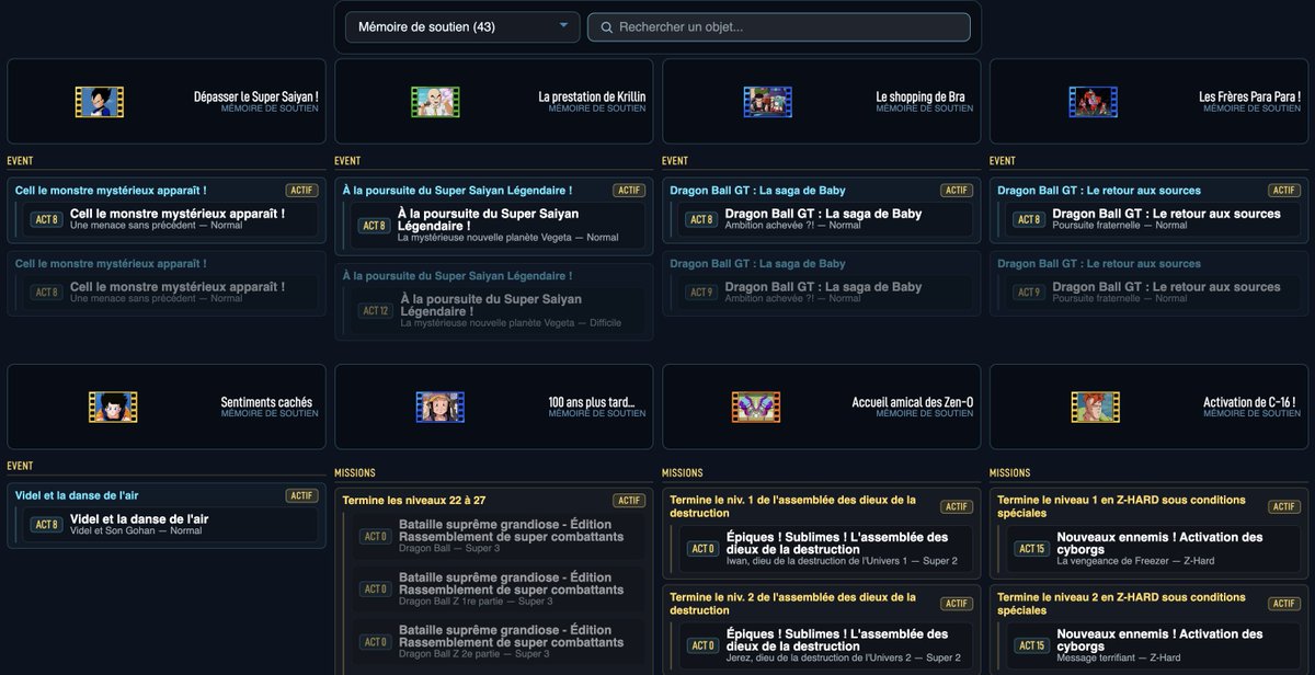 satchfroggy's tweet photo. ✨Lancement du Guide de Farm ✨

➡️ https://t.co/hWUQA5RHRM

Vous pouvez désormais trouver rapidement où farm n'importe quelle ressource dans Dokkan Battle en passant par cette page !

Le guide indique les niveaux mais aussi les missions où farm les items / cartes

#DokkanBattle https://t.co/kugMxmfMPR