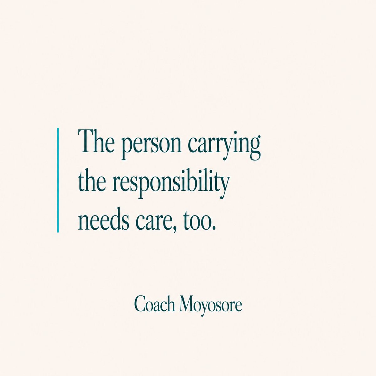 CoachMoyosore's tweet photo. Responsibility has a way of keeping our attention focused outward: the team, the organization, the people depending on us, the next decision.

Caring for the person carrying all of that belongs in the picture too. https://t.co/V7sl7RJlKP