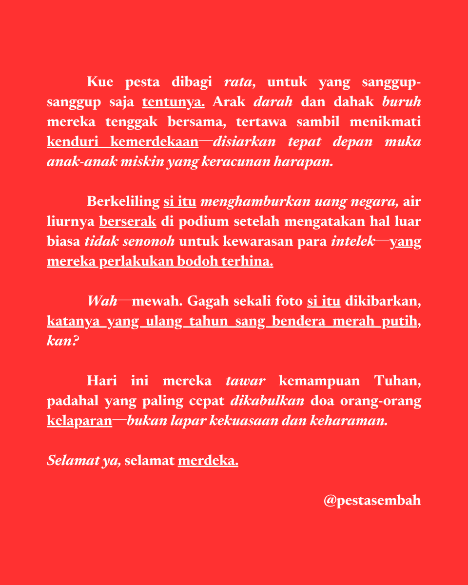 kucingitisme_'s tweet photo. tujuh belas agustus tahun empat lima─itulah hari kemerdekaan kita. https://t.co/LrDkfRgFyg