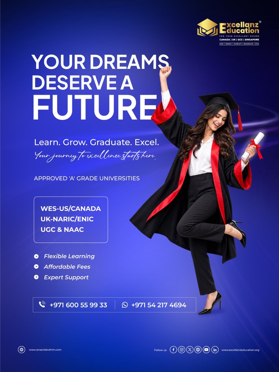 excellanzedu's tweet photo. Don’t wait for your future to happen. Build it. 🚀

Upgrade your knowledge. Strengthen your qualifications. Prepare yourself for bigger opportunities.

With Excellanz Education, take the next step with flexible learning, expert support, and programs from approved universities. https://t.co/FVyBBcwbqc