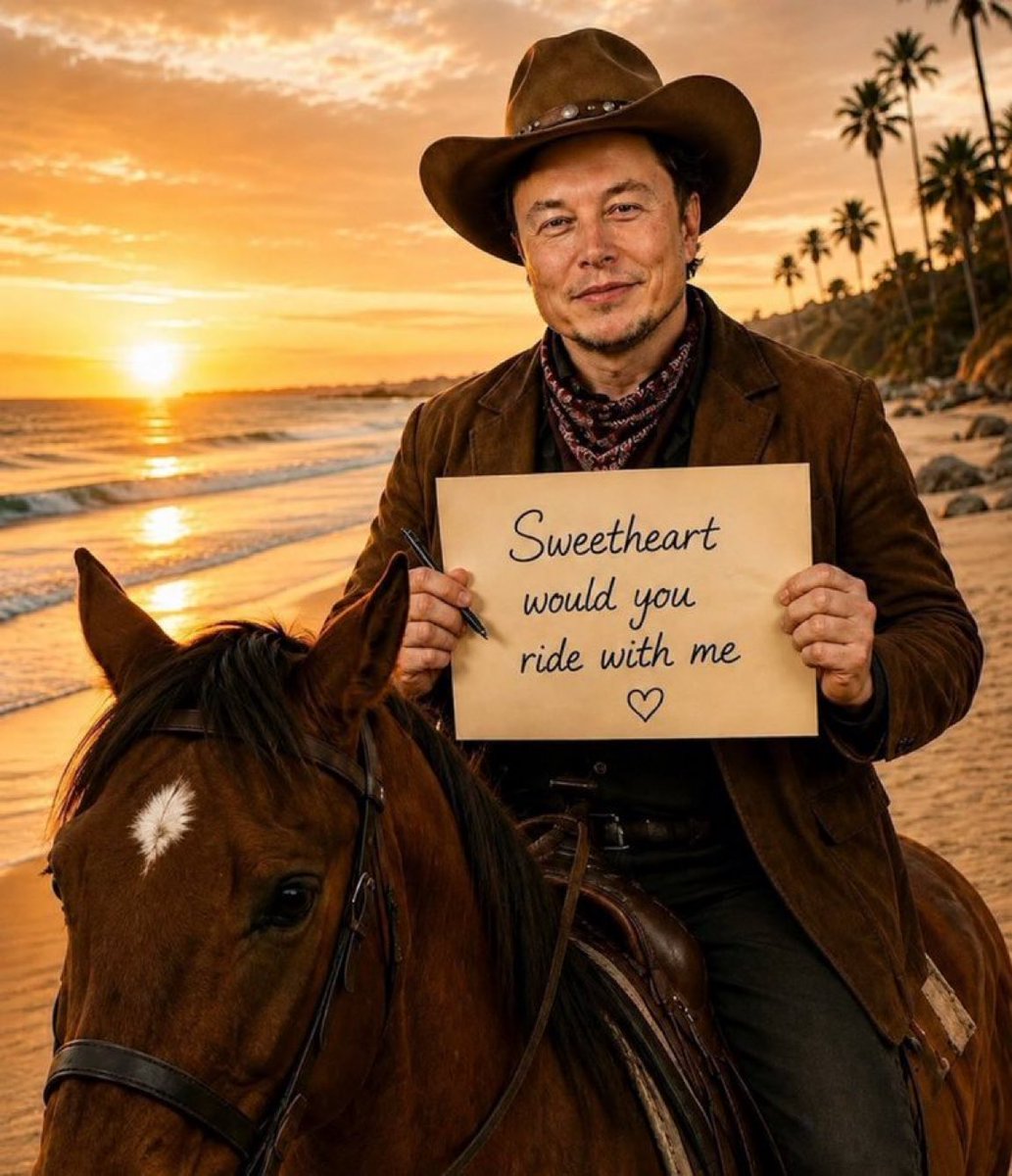 ElonDailyWu4's tweet photo. 🐎❤️ “Sweetheart, would you ride with me?”

Elon’s already on the horse… but is your heart ready for the ride? 😂🌹

🅰️ Of course, anywhere with you ❤️
🅱️ Only if we’re going to Mars 🚀
🅲️ Hold on tight! 😂
🅳️ I’ll bring the flowers 🌹 https://t.co/zchaagg0rt
