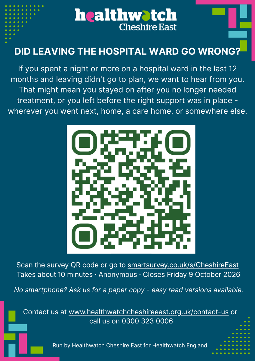 HealthwatchCE's tweet photo. Did you feel ready to leave hospital when the time came? 

If you were discharged from hospital in the past year, we want to learn about your experience.
 
Share your story by clicking on the link below. 
https://t.co/JmtPSwlwGs https://t.co/NKoMRObxJE