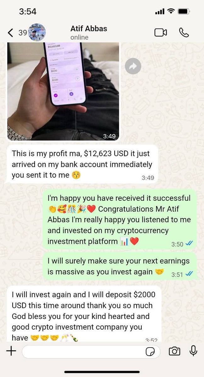 vanessarosefx1's tweet photo. Congratulations to another investor Mr Abbas who also got his profit from my investment platform 🥳🎉❤️

#unitedstates #payouts #success #CryptoTrader #forextrading https://t.co/FFQhMAtgf7