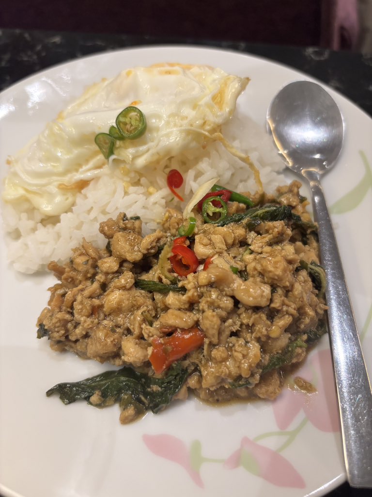 kmukai_D's tweet photo. タイ出国前、最後の晩餐。
ロイヤルオーキッドラウンジでガパオライス。 https://t.co/DLJr8uKaAD