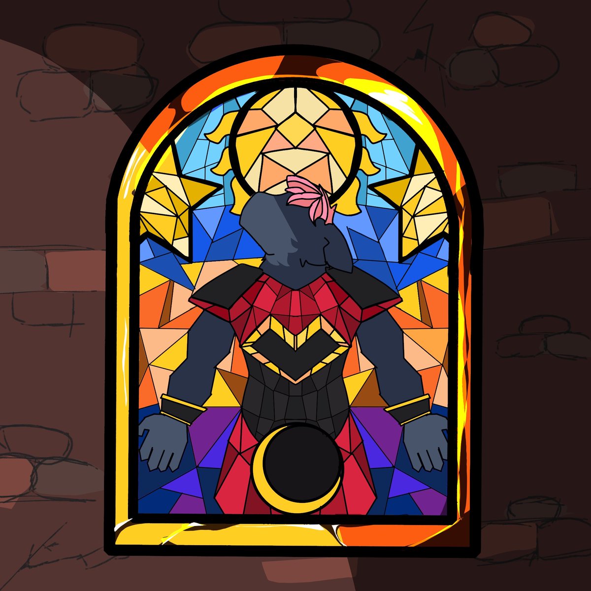 androzxy's tweet photo. I made a stained glass window of my fursona, all because of watching the Mario movie https://t.co/66YtqTFXFs