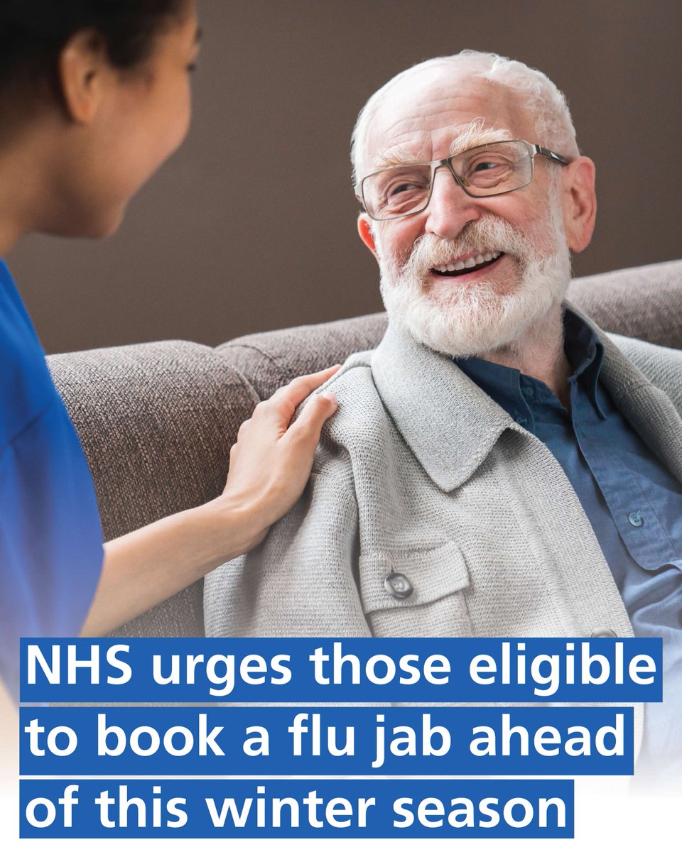 NHSEngland's tweet photo. From today, the national booking system is open for those eligible to book their flu vaccine, with appointments starting from 1 September.

Learn more ➡️ https://t.co/tHtbLNqsPC https://t.co/5yFVxQl3oQ