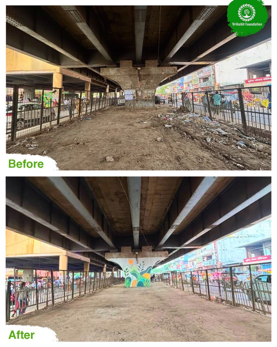 shankarVrikshit's tweet photo. A dumpyard yesterday. A beautiful public space today. ❤️

We transformed the Nangloi Flyover with our volunteers, artists and the community, with support from PWD for materials and maintenance van for collecting waste.

Proof that with a little effort and collective action, even the most neglected spaces can get a second life. 

@gupta_rekha @p_sahibsingh @LtGovDelhi @narendramodi