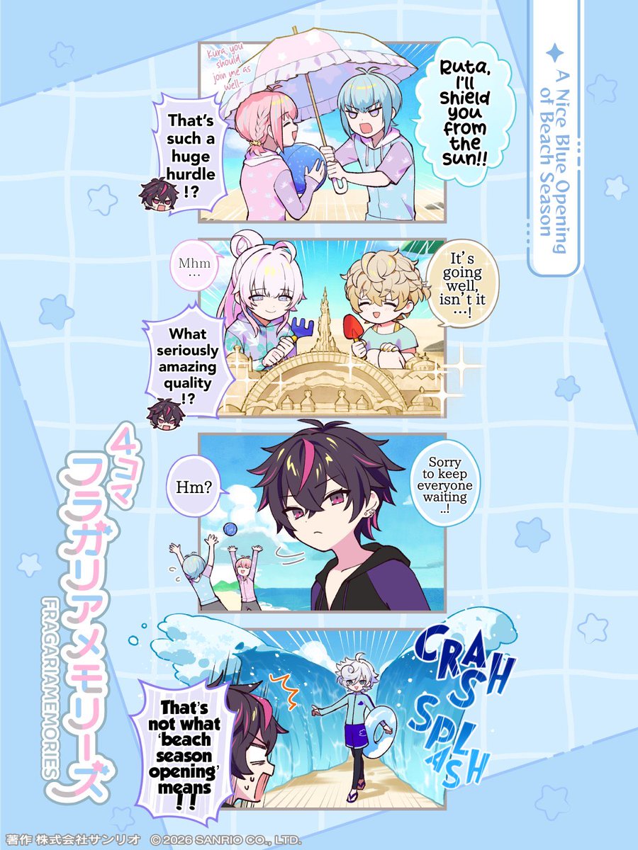 arupekku's tweet photo. ◤🍓4koma Fragaria Memories🍓◢
A Nice Blue Opening of Beach Season https://t.co/YMoAEQmHaw