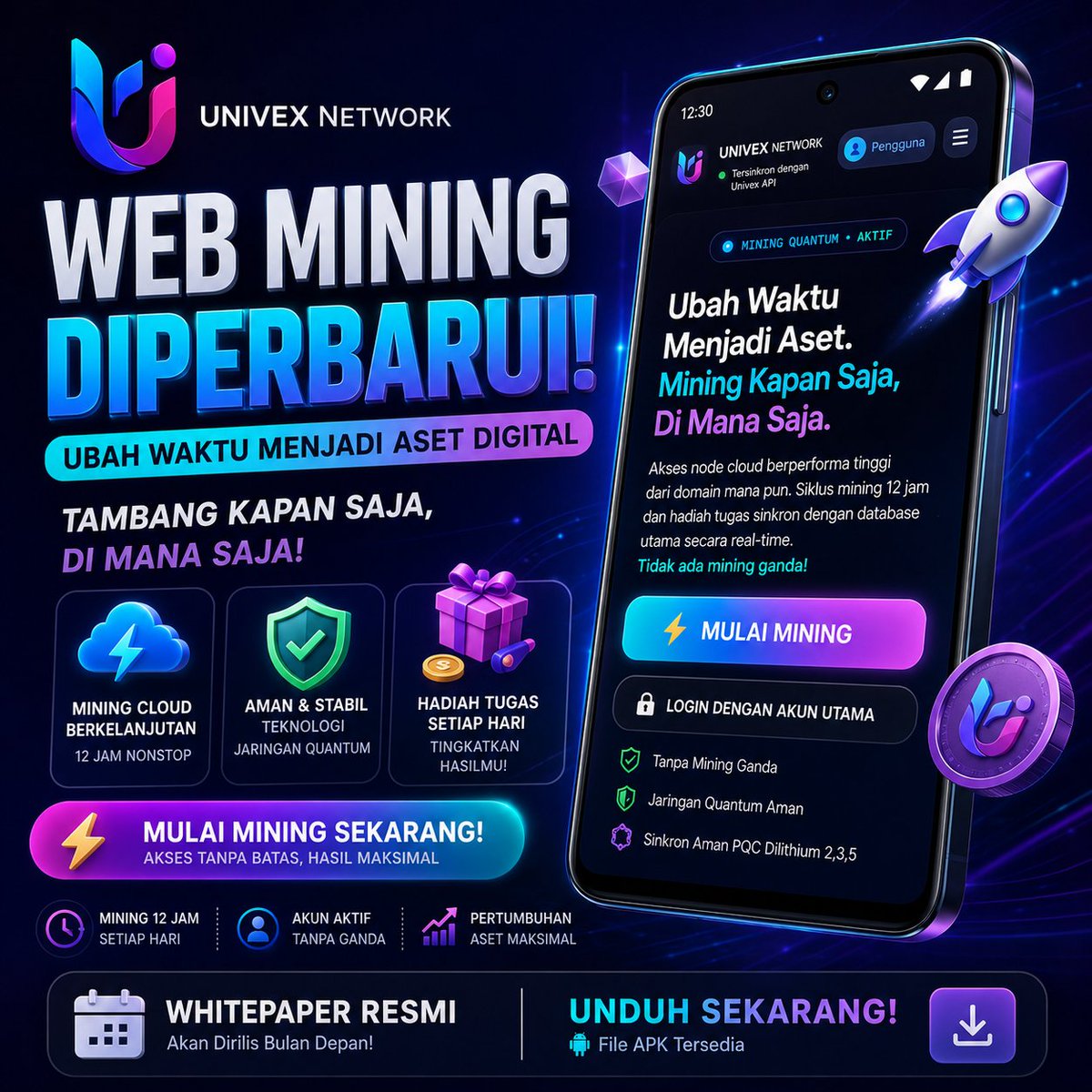 chasperdrops's tweet photo. ⚡ JARINGAN PENAMBANGAN QUANTUM UNIVEX 🚀
🎁 Klaim Bonus Selamat Datang +15.0 UVX &amp; Kecepatan Penambangan Dasar 5.00 UVX/Jam!

🔗 Portal Pendaftaran: https://t.co/3eC8ikpLDH

🔑 Kode Undangan: chasperid https://t.co/JtP0bqEbBR