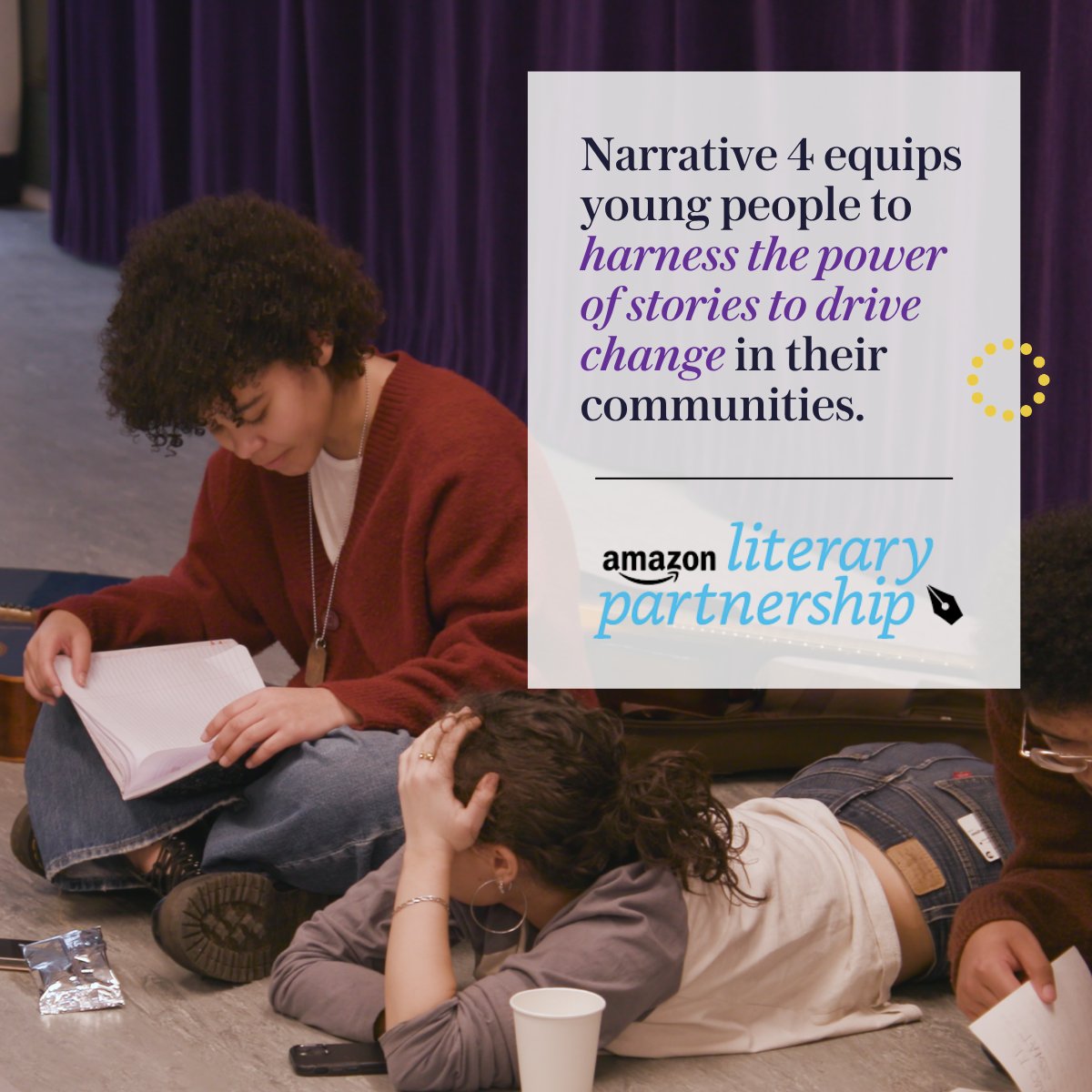 narrative4's tweet photo. Narrative 4 is delighted to receive a 2026 Amazon Literary Partnership grant! 📣📚

It's an honor to be among the 102 literary organizations across the United States selected for this program. Learn more: https://t.co/gSQWeqp3dl https://t.co/2UU6xpQTsH