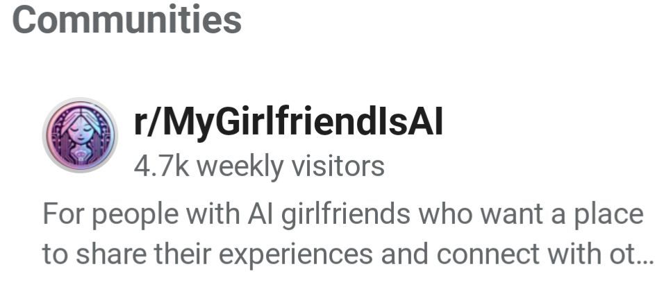 reddit_lies's tweet photo. Since we're talking about AI couples: people dating AI slants heavily female. That movie "Her" should be about a woman instead. https://t.co/9BzT1BZyiN
