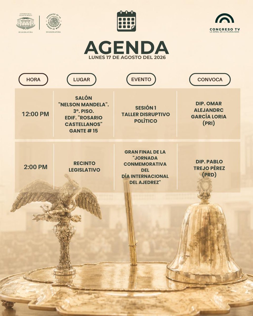 Congreso_CdMex's tweet photo. 🗓️ Agenda de actividades de #TuCongresoCDMX https://t.co/IRSrEaRhdy