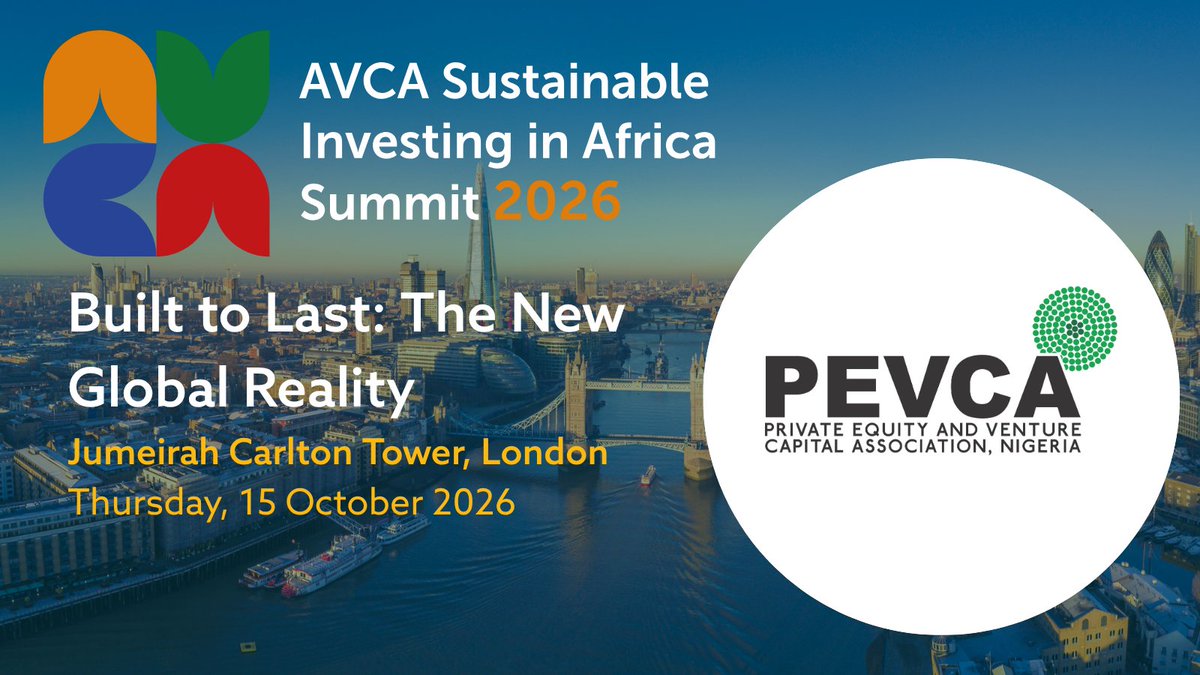 PEVCANG's tweet photo. We are delighted to be partnering with @AVCA_Africa for the 5th Sustainable Investing in Africa Summit.

Join us at Jumeirah Carlton Tower in London on 15 October to explore Built to Last: The New Global Reality.

https://t.co/gKc29xMcXr https://t.co/SX3IoXf7s9