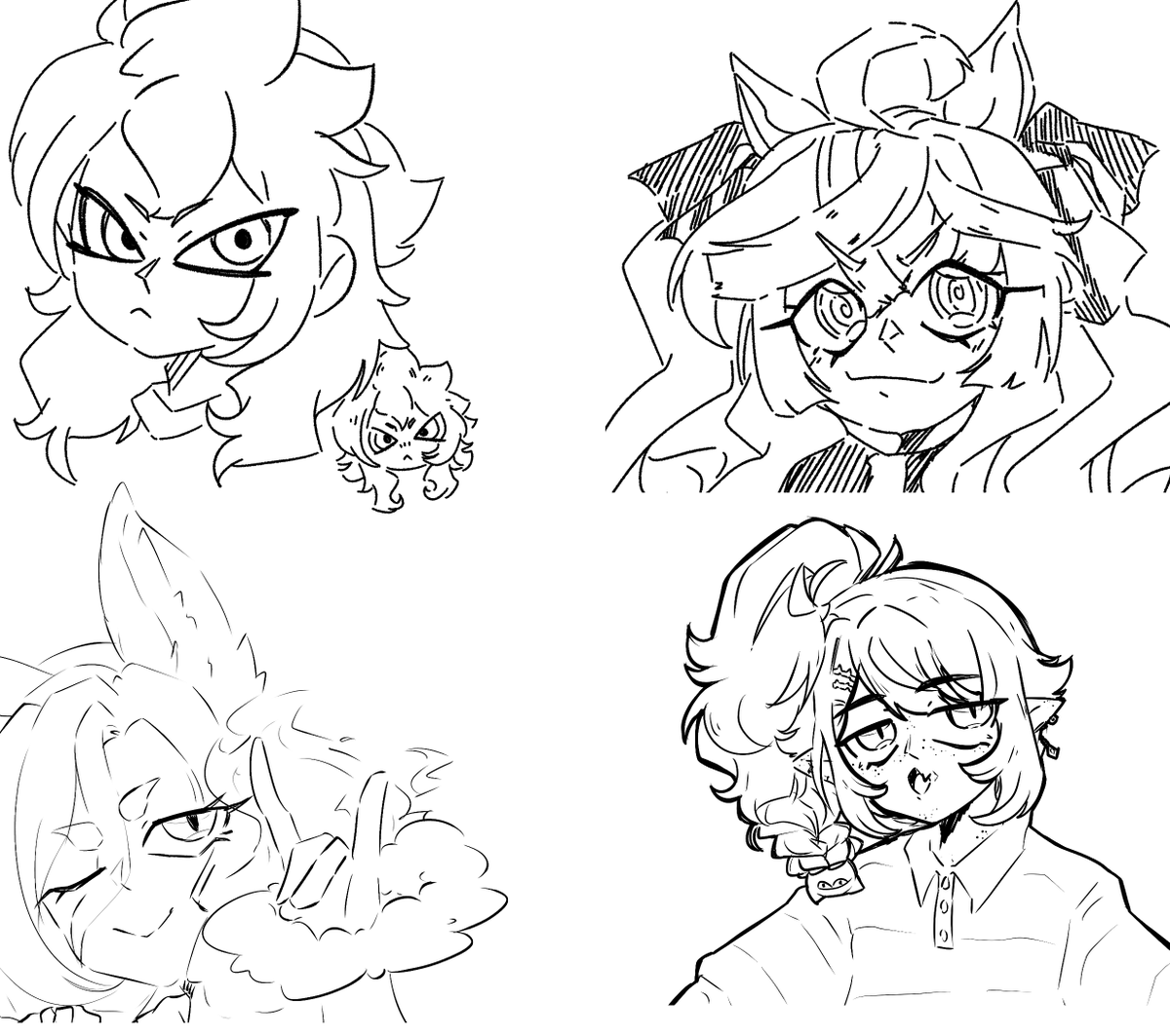 wanpa_03's tweet photo. doodled while trying out brushes. it looks like 4 different artists made this hahaha https://t.co/F96QgOGnkQ