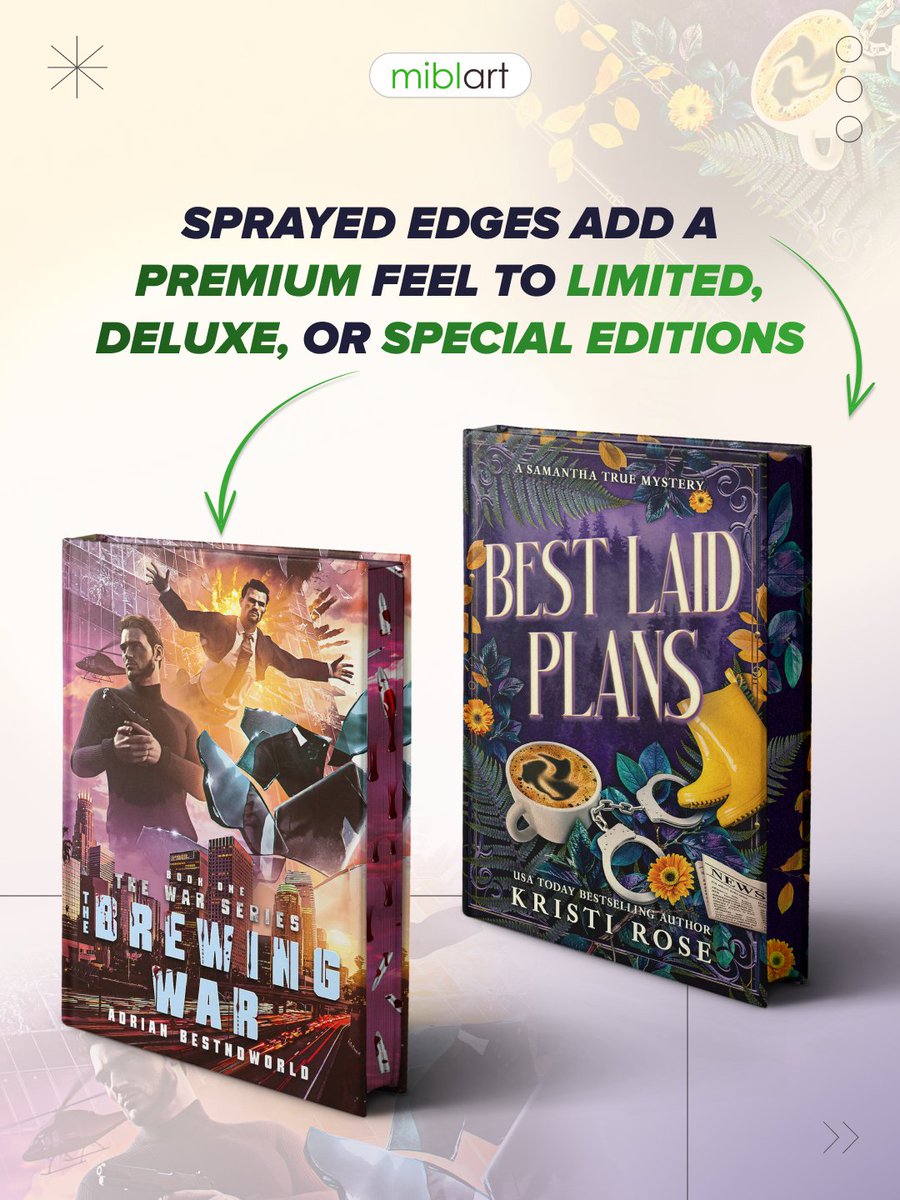 miblart's tweet photo. Sprayed edges can make a book feel premium and instantly more shareable while also strengthening the overall #coverdesign aesthetic. Do you love sprayed edges, or do you prefer classic clean pages? 👇 https://t.co/VC7SPTEy1z