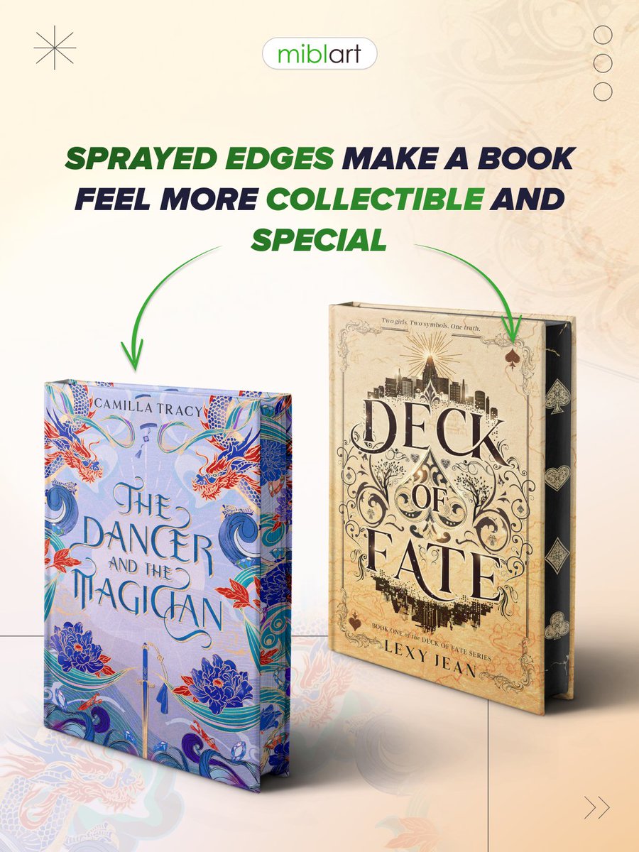 miblart's tweet photo. Sprayed edges can make a book feel premium and instantly more shareable while also strengthening the overall #coverdesign aesthetic. Do you love sprayed edges, or do you prefer classic clean pages? 👇 https://t.co/VC7SPTEy1z