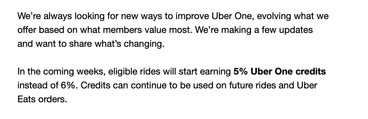 bigstickguy3142's tweet photo. I don't mind vendors reducing benefits, as it is a form of inflation.  I would never trust a vendor (@uber #uber) that positions the reduction as a  member "benefit".  -Teddy https://t.co/LM8Je0zGY3