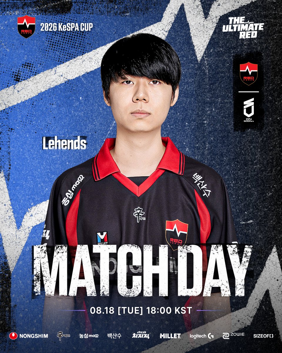 NS_RedForce's tweet photo. [MATCH ANNOUNCEMENT] #LCK

2026 LoL KeSPA CUP Grand Finals
| 𝟪.𝟣𝟪(𝖳𝖴𝖤) 𝖬𝖠𝖳𝖢𝖧 𝖴𝖯 |

📍 18:00(KST) vs @SOOPers_LoL 
📺 Disney+

#NONGSHIM #NSRedForce #NSwin #match https://t.co/aO8RboY12W