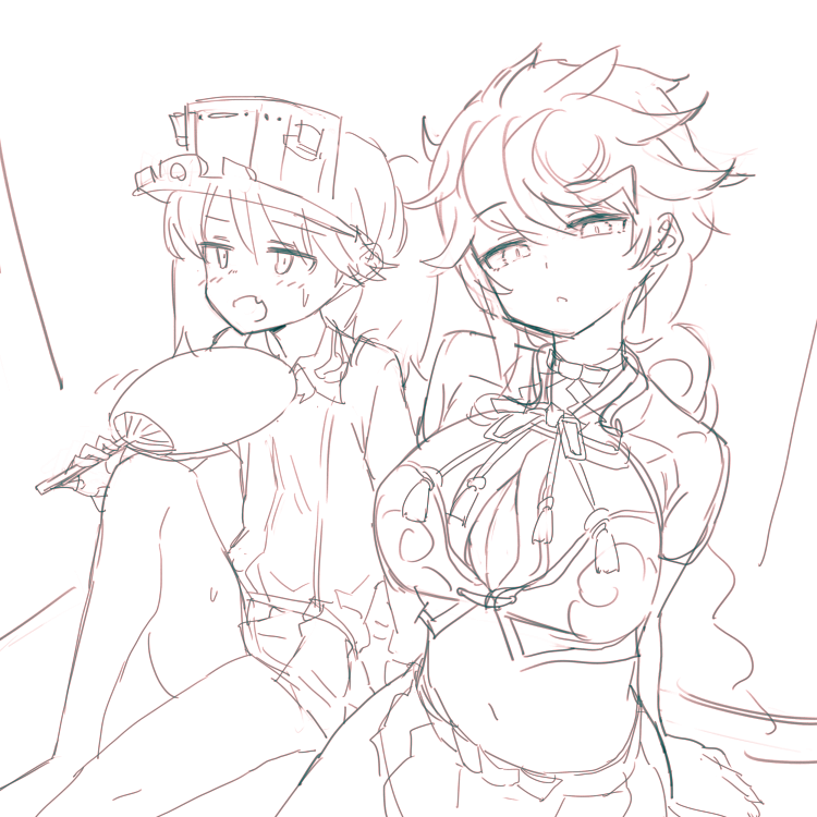 nu_shi's tweet photo. とちゅう。一つの画面に複数キャラ収めるの苦手じゃよ。 https://t.co/YcD1NGMVzl