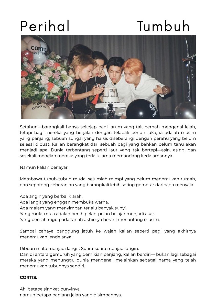 kartanabiru's tweet photo. Selamat 1 tahun Cortis🩵

“Di pangkuan Agustus yang tanpa pamrih, kupanjatkan doa bagi mereka yang sedang belajar menjadi”

(disarankan mendengar: chrisye–sendiri)
#코르티스코어_일주년을_축하해
#FirstYearOutsideTheLines
#CORTIS #코르티스 https://t.co/w2bcFtwHfZ