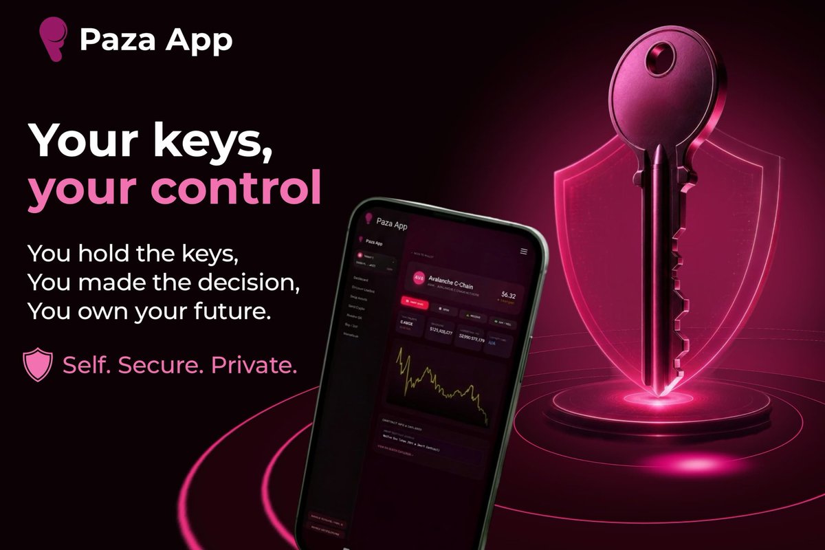 PazaPazahq's tweet photo. Your keys. Your control. 🔐

With PAZA, you hold your keys and stay in control of your assets.

No unnecessary middlemen. Just self-custody, privacy, and ownership.

Would you trust a third party with your crypto, or hold the keys yourself? 👀

#PAZA #Crypto #SelfCustody https://t.co/ywp64WOMK4