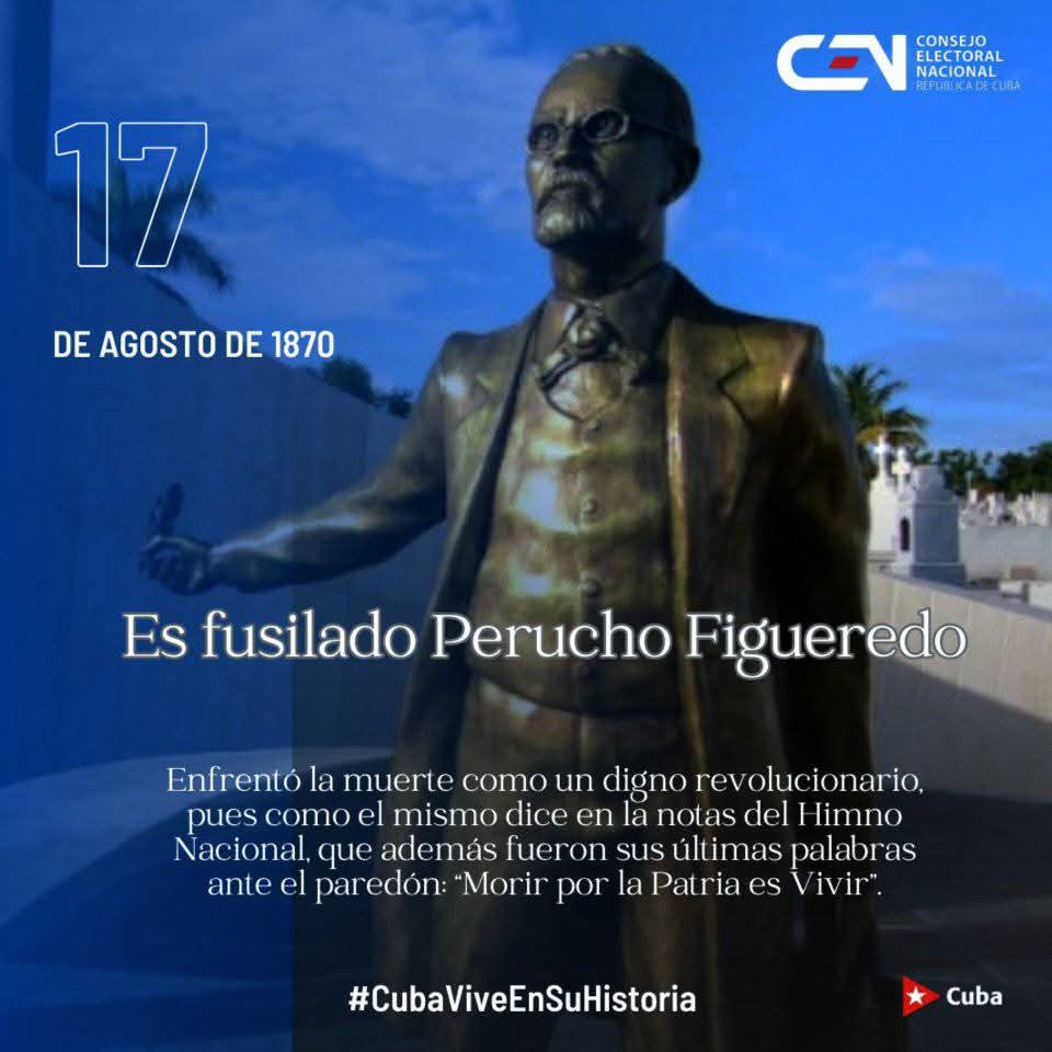 ConsejoPinar's tweet photo. El #ConsejoElectoralProvincial de #PinarDelRío rinde homenaje en el día de su fallecimiento a
👉 Perucho Figueredo
🇨🇺 Revolucionario y poeta cubano, compositor del himno nacional de #Cuba.
🏘️ En su casa se realiza la primera junta revolucionaria de Oriente.
📸 @Elecciones_Cuba https://t.co/ekZWPwUsEN