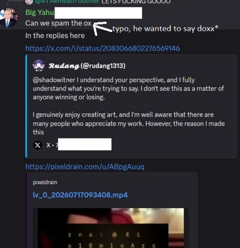 FuckGachaGrail's tweet photo. Part 2 (extortions and doxxing):

Besides non MC artists, they target everyone they dislike or are against them (which is basically the whole community)

I'm including stuff here way beyond the previous point They plan and do extortion and doxxing https://t.co/As9T24Q5V8