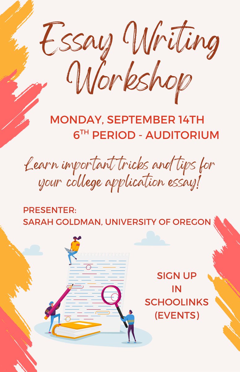PNHSCounseling's tweet photo. Seniors--have to write an essay for college admissions?  Need help?  Check out our upcoming workshop! https://t.co/yxwdgQcmov