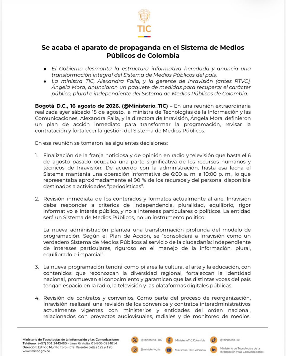 LilianaCastanoG's tweet photo. ¿Ustedes sabían que el presidente Abelardo De la Espriella le ordenó a la Ministra de las TIC desmantelar las bodegas pagas con nuestros impuestos enquistadas en el MinTIC  y en RTVC? 
Se están revisando 1051 contratos y más de 100.000 millones que el bandido se Petro dejó amarrados para seguir haciendo daño posterior a su gobierno.