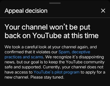 wordytale3's tweet photo. My channel was terminated for “Spam, deceptive practices and scams.” I appealed, but the termination was upheld. I believe this may be a false positive and request a human/manual review of my channel and content.
Channel link : https://t.co/75dkfWZIVl

@TeamYouTube https://t.co/uHsx9X0DFP