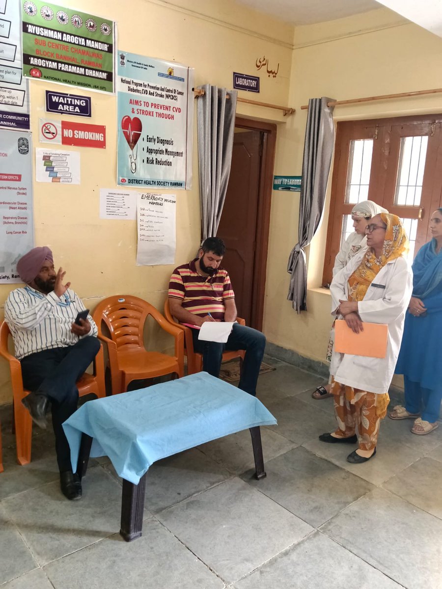 sdhbanihal's tweet photo. NQAS preparedness reviewed at AAM Chacknarwah &amp; AAM Chamalwas on 17 Aug 2026. BMO Banihal Dr. Opinder Singh, along with BMEO &amp; CHO, inspected facilities, records, cleanliness &amp; service delivery, and sensitized staff to ensure timely completion of all NQAS requirements. https://t.co/in5UQkeGYE