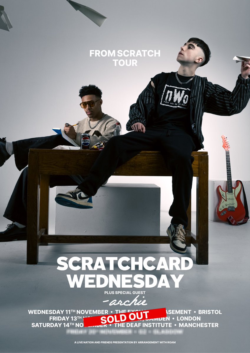 hannahmgmt's tweet photo. Archie will be supporting Scratchcard Wednesday on their UK Tour this November! 🔥With one more show TBA https://t.co/cFSmGd2vri