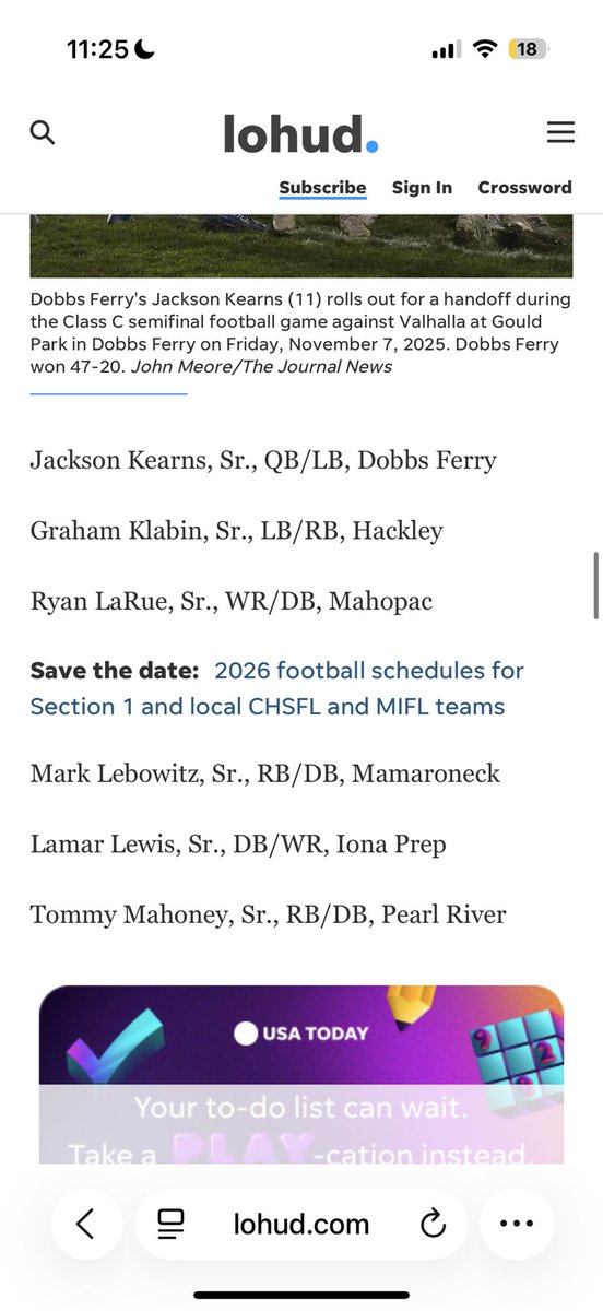 GrahamKlabin's tweet photo. Thank you @lohudsports for recognizing me as a Lohud super 11 finalist. Feels great to be up here with many talented players! https://t.co/ZEdwdl0PWb