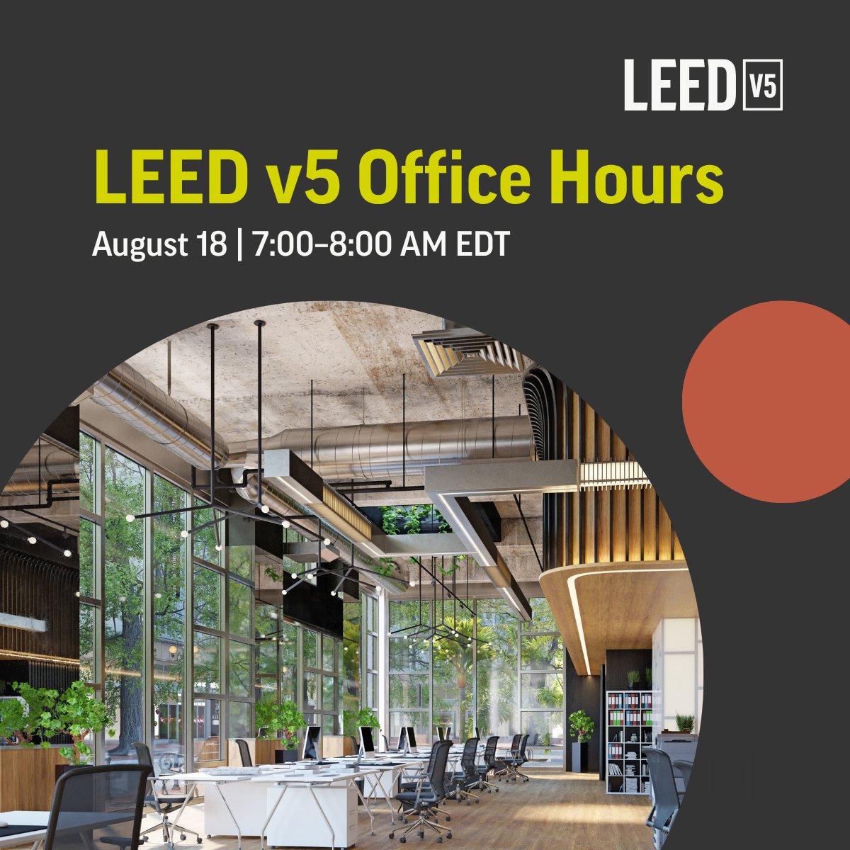 USGBC's tweet photo. Curious about #LEED v5 updates? Don’t miss our #LEEDv5 Office Hours on August 18! Connect with USGBC and GBCI experts, get your questions answered, and learn about the latest in green building. Register now: https://t.co/b3xcFIvpAt
#GreenBuilding #Sustainability #ClimateAction https://t.co/4unyljOXUj