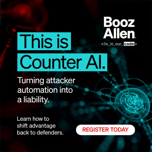 rccrowe1's tweet photo. Defenders using AI still lose if they're always reacting. Counter AI flips the equation — turning attacker automation into a liability. #BoozAllen is building the tech to shift the advantage back. Don't miss this. https://t.co/GLWYJ6KNXp https://t.co/QCpVnKSX5C