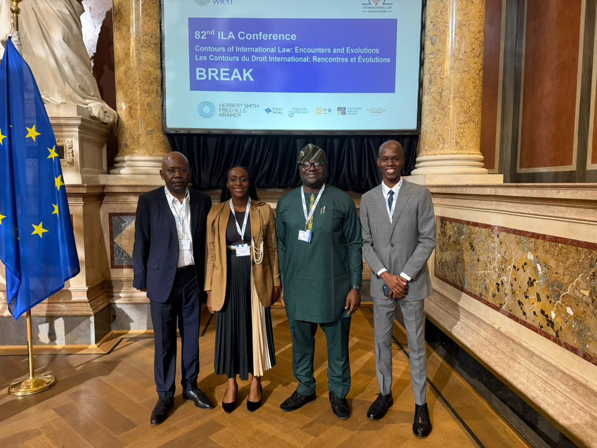 Nigeria_ILA's tweet photo. The 82nd International Law Association  Biennial Conference has kicked off at the University of Vienna, Austria, and the International Law Association-Nigerian Branch is well represented!

This week promises to be interesting with many panels and committee meetings, as well as an Africa Policy Dialogue on Thursday, August 20. 

We will bring you updates from this important week of international law discourse!

#ILA2026 @ILA_official