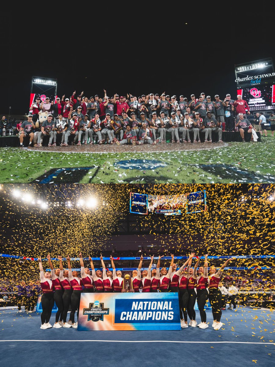 OU_Athletics's tweet photo. Relive Sooner Magic on ESPNU tonight!

🎥 @ou_wgymnastics » Grit &amp; Gold: The Chase to Eight | 8:30 PM CT

🎥 @ou_baseball » The Most Improbable | 9 PM CT https://t.co/f2t54wRuxm