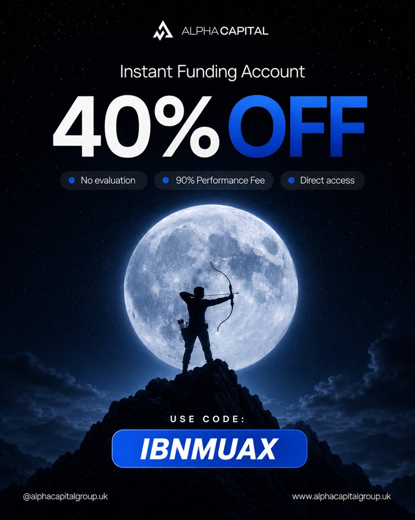 ibnmuax_fx's tweet photo. I’m excited to officially announce my partnership with @AlphaCapitalUK 🚀💙

Alpha Capital offers a range of options for traders, with features designed to give traders more flexibility throughout their funded trading journey:

🔥 50% OFF All Evaluations with my code IBNMUAX
💰 50% OFF Direct Plans
💸 40% OFF All Other Plans
📊 Multiple account options
⚡ Flexible trading conditions
📈 Scaling opportunities
💵 Competitive profit-sharing options
🌍 A platform built for traders worldwide

If you’ve been looking for a prop firm to start or continue your funded trading journey, Alpha Capital is definitely one to check out.

Use my code IBNMUAX when you sign up. 🚀