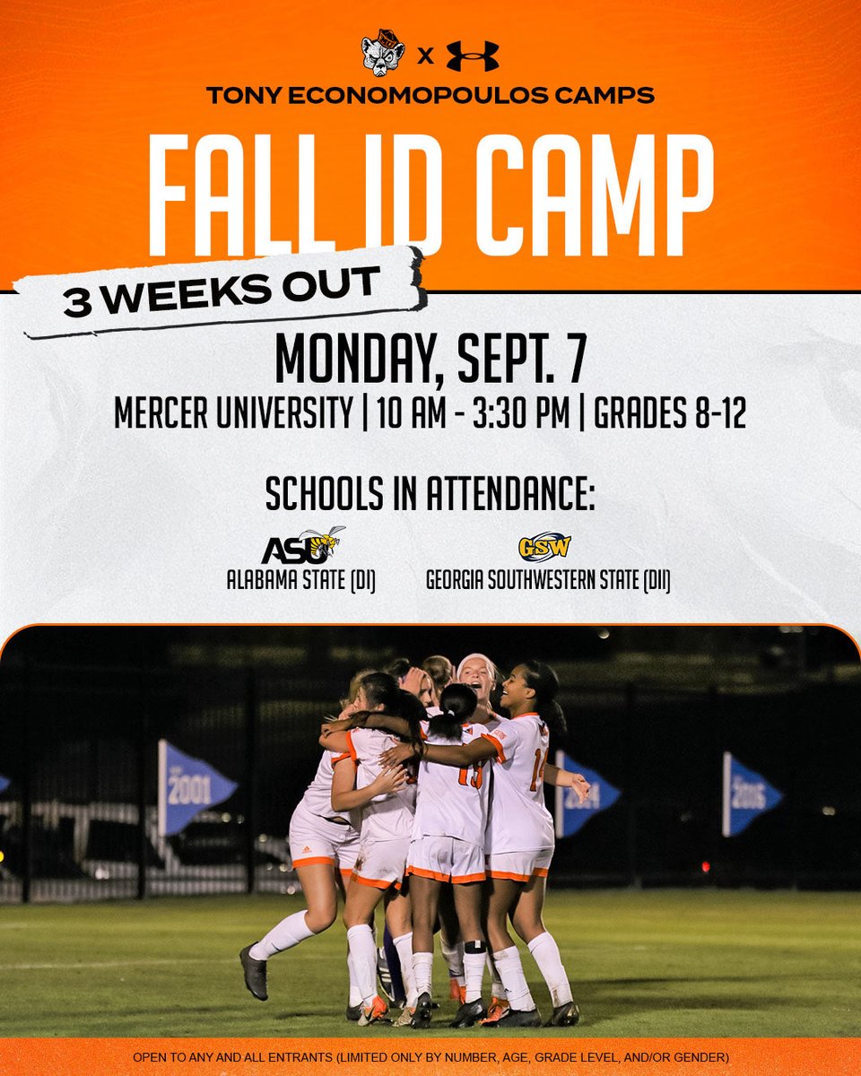MercerWSoccer's tweet photo. π¨3 WEEKS OUTπ¨
Spots are filling fast and we are still looking for a few more 2027s π
2028s, we are looking for 5-6 players! 2029 and younger? Come get on our radar!
Click the link to sign up today!
π https://t.co/RgUVQonsxa
#GOBEARS #MUWS #FallIDCamp #IDCamps https://t.co/bYapOWi2WD