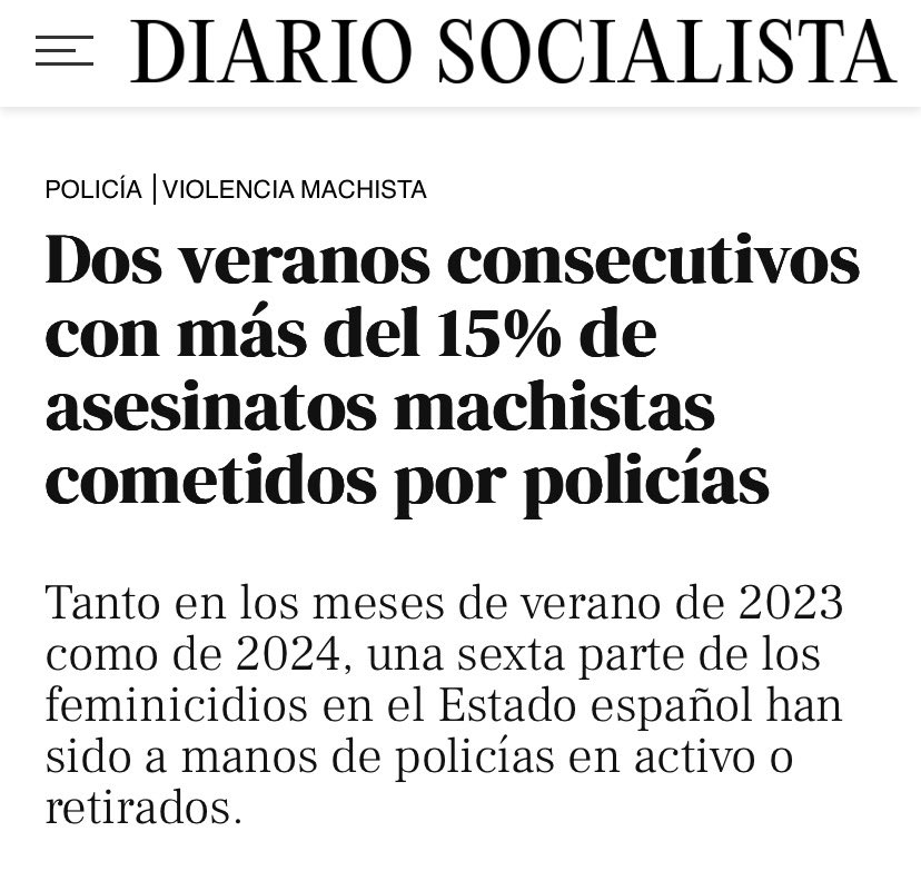 NombreFalso1231's tweet photo. Es que es un puto escándalo lo de la policía. Más del 15% de asesinatos machistas siendo el 0,5% de la población total.

Pero por lo que sea esto no activa ninguna alarma social porque son españoles y muy españoles. https://t.co/G5wTfHJwm4
