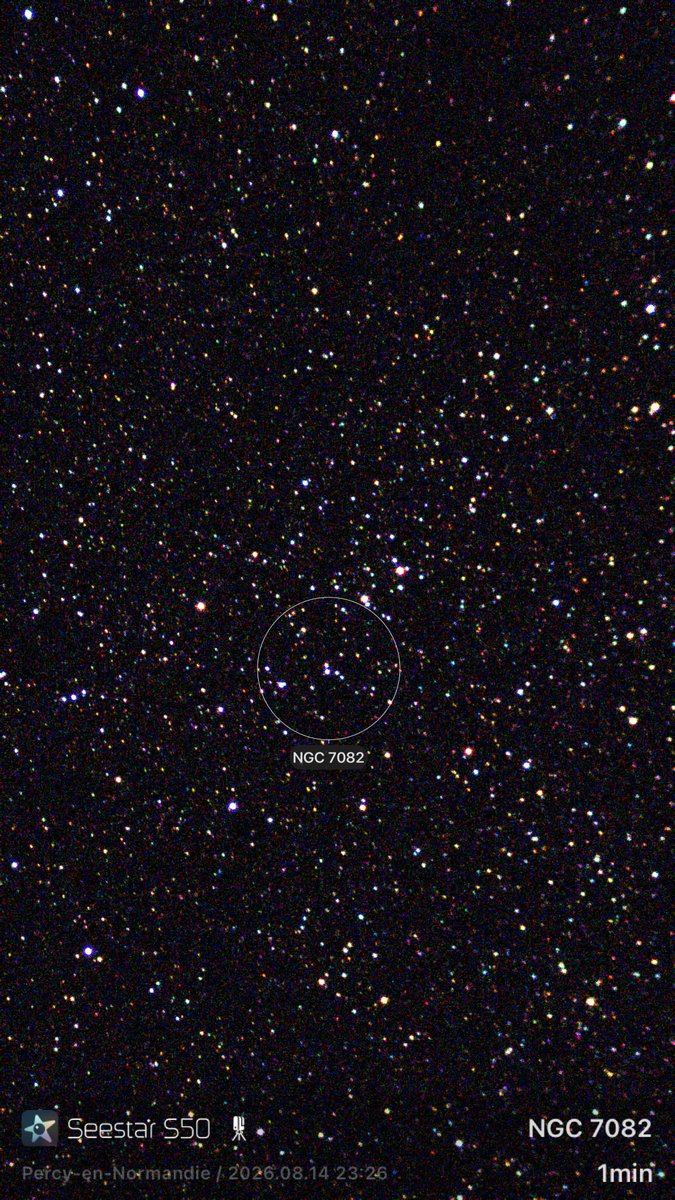 ahenk75's tweet photo. NGC7082, Open Star Cluster, in Cygnus, only about a degree southwest of the distinctive Open Cluster M39 (NGC7092)🔭 On Aug14, 2026 w/ @zwoastro #Seestar S50 Img1&2 NGC7082 & Img3 M39🔭Img4 M39 on Aug11, 2024 w/ @Unistellar #eVscope #Space #Astronomy https://t.co/o4uzUqftqh