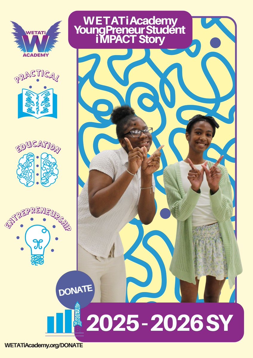 Wetati's tweet photo. Meet WETATi Academy YoungPreneurs students Drue Dixon and Mercy Fabiyi, who Co-Founded M &amp; D Crafted Clay.  Join us on September 12th to see if  Drue and Mercy will win seed money for their WETATi Academy iDEA Lab business, M &amp; D Crafted Clay.💜💙💛 👇

https://t.co/86sIjlOfL7 https://t.co/MQLvn0DJIM